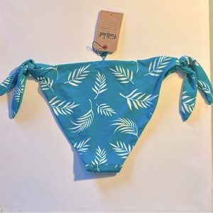 Teal and ivory palm leaf bikini bottom